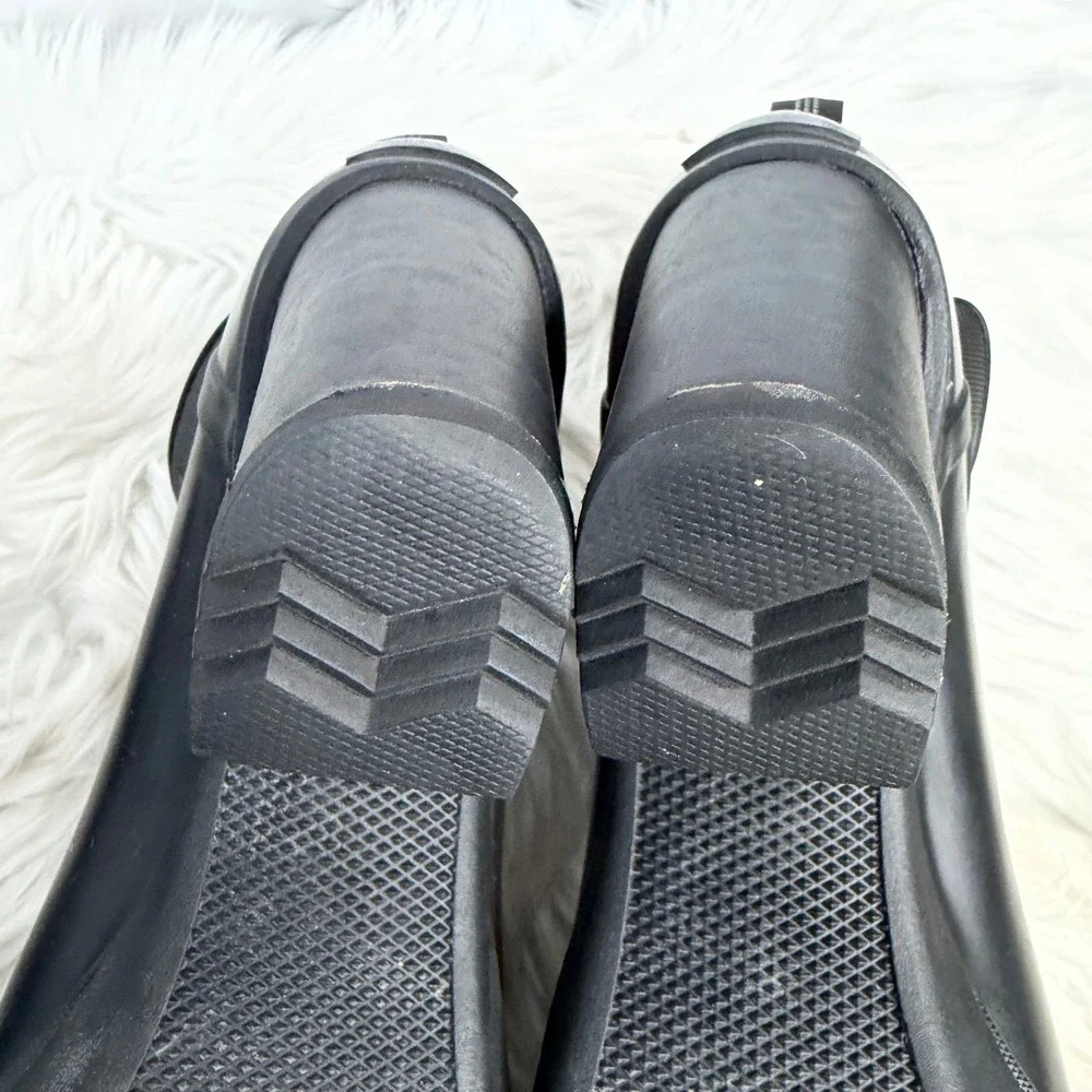 Sorel Medina III Ankle Rain Boots Black Rubber Platform Block Heel NL2149-014 10
